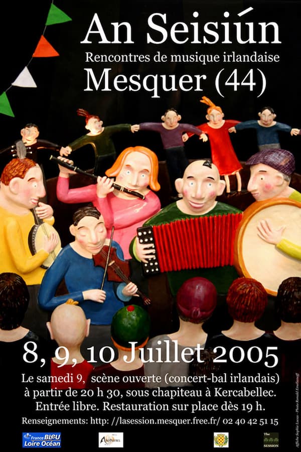Affiche colorée pour festival de musique irlandaise à Mesquer